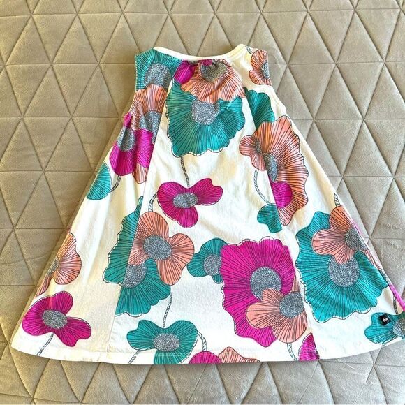 Tea Collection Trapeze Dress Surf Floral Abstract Print Size4 MagentaTurquoise - Picture 10 of 16